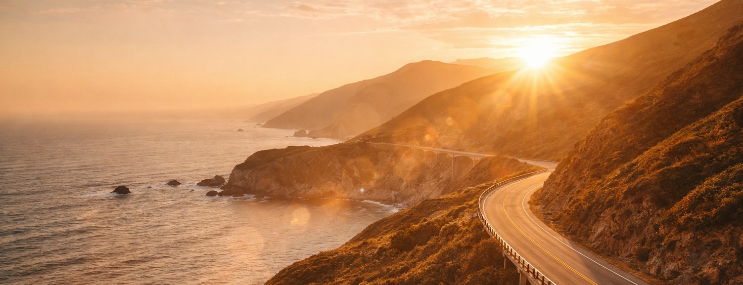 Drone image of highway 1 in california
